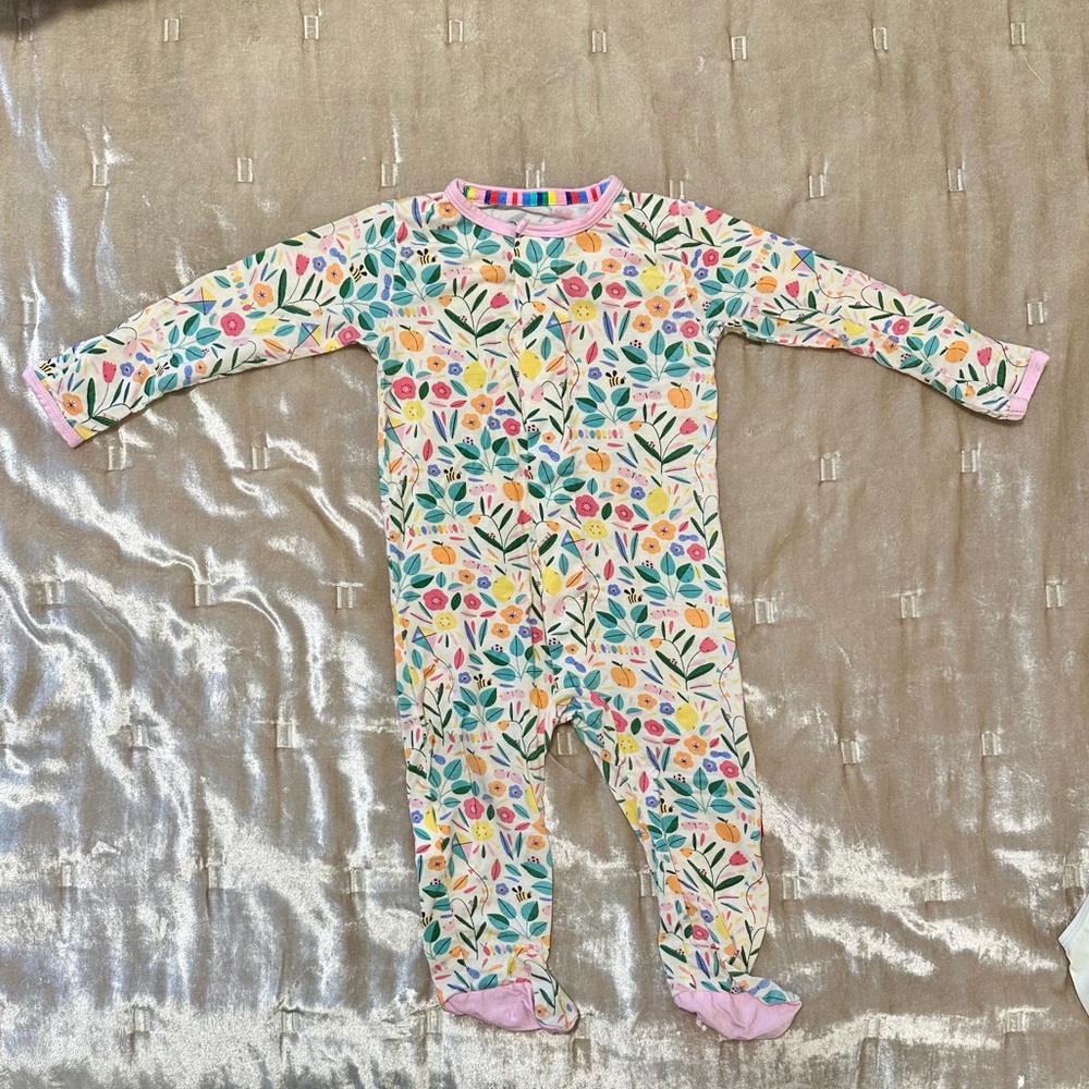 EUC Magnetic Me Girls Modal Magnetic Baby Footie Pajamas | 3-6 months
